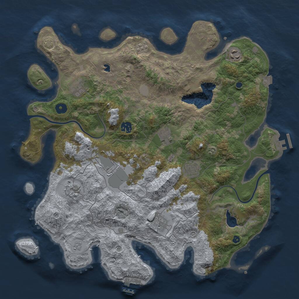Rust Map: Procedural Map, Size: 4000, Seed: 6742, 15 Monuments