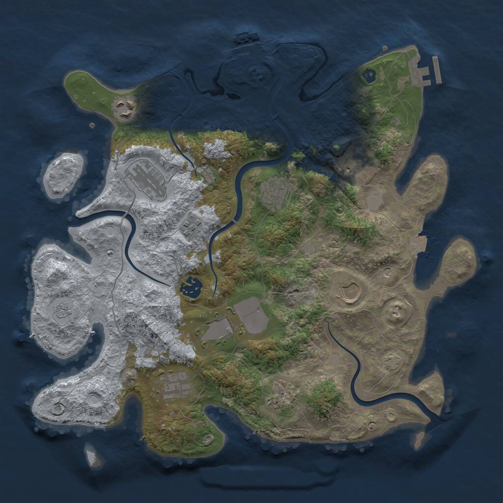 Rust Map: Procedural Map, Size: 3600, Seed: 4000, 16 Monuments