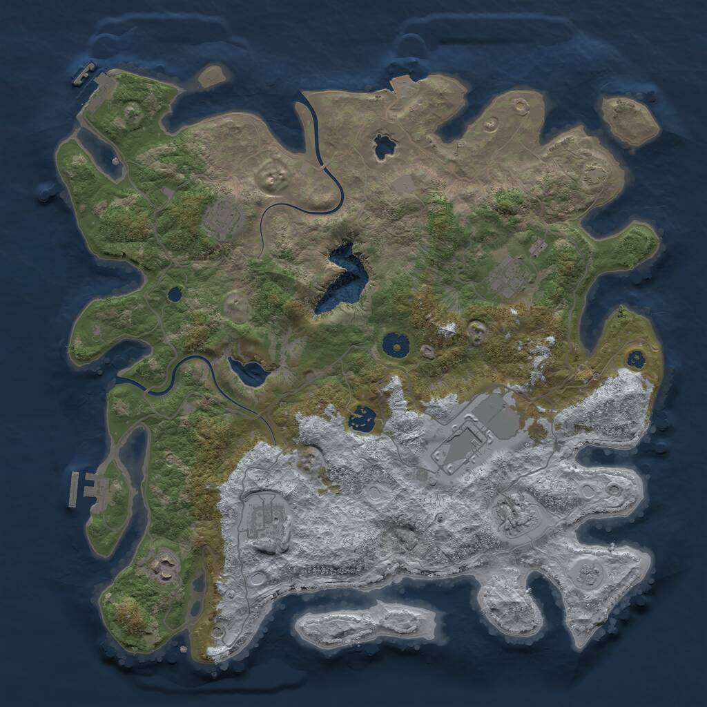 Rust Map: Procedural Map, Size: 4000, Seed: 114411, 13 Monuments