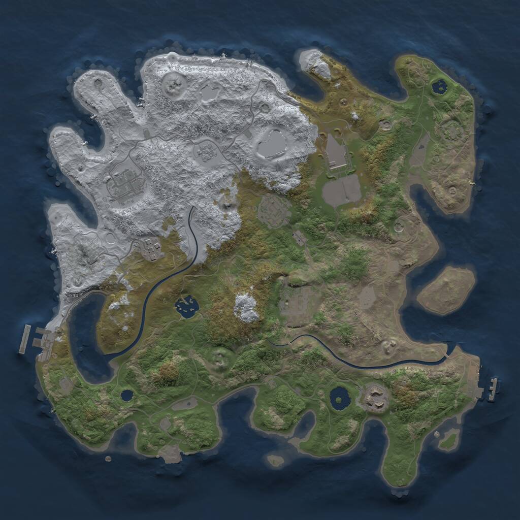 Rust Map: Procedural Map, Size: 3550, Seed: 134642, 13 Monuments