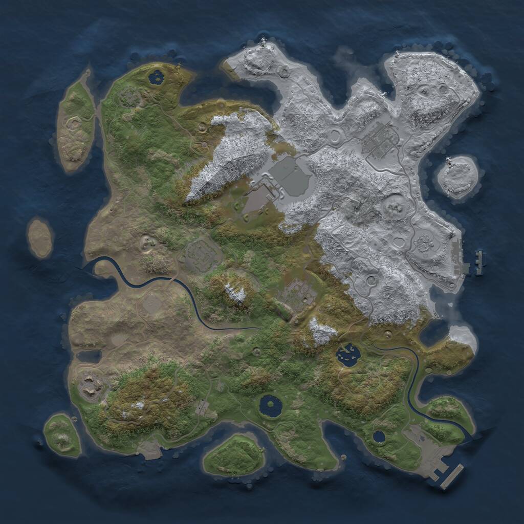 Rust Map: Procedural Map, Size: 3500, Seed: 1061389091, 12 Monuments