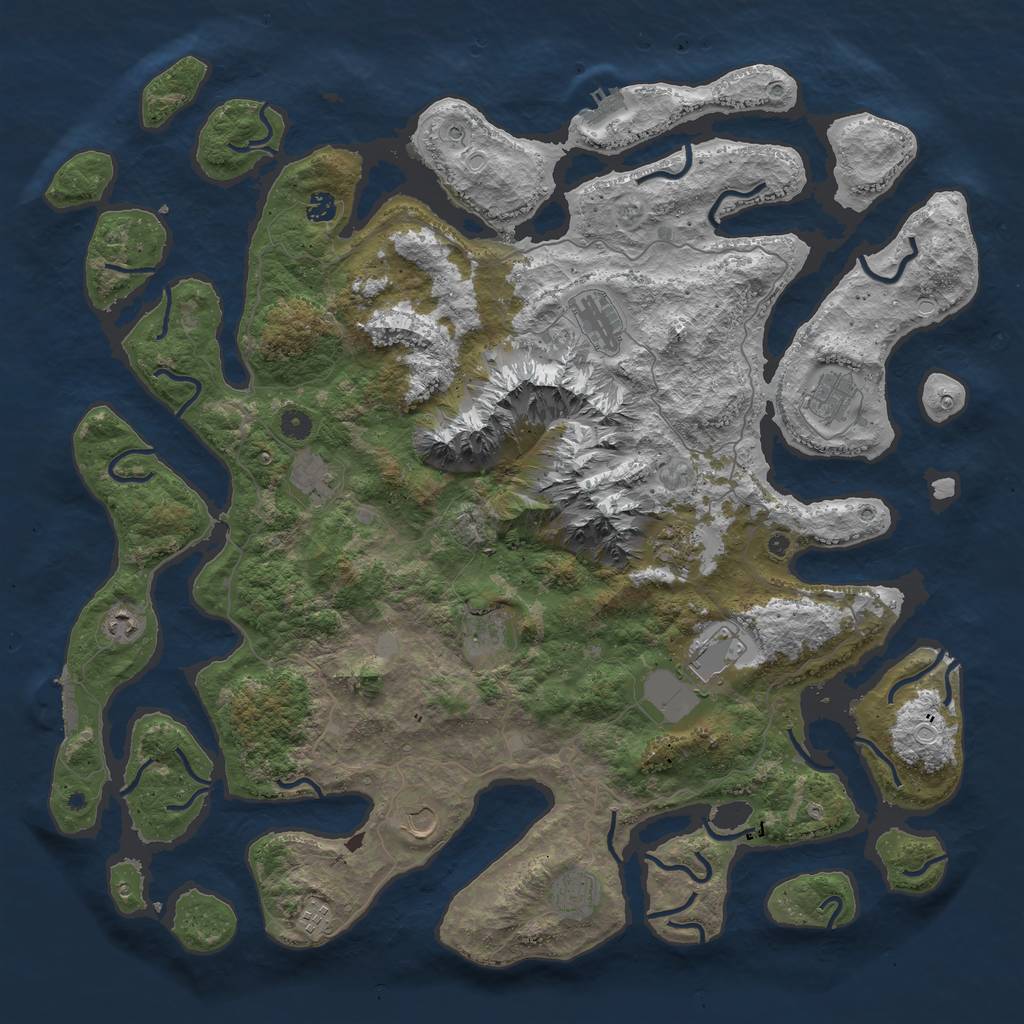 Rust Map: Procedural Map, Size: 5000, Seed: 28752949, 19 Monuments