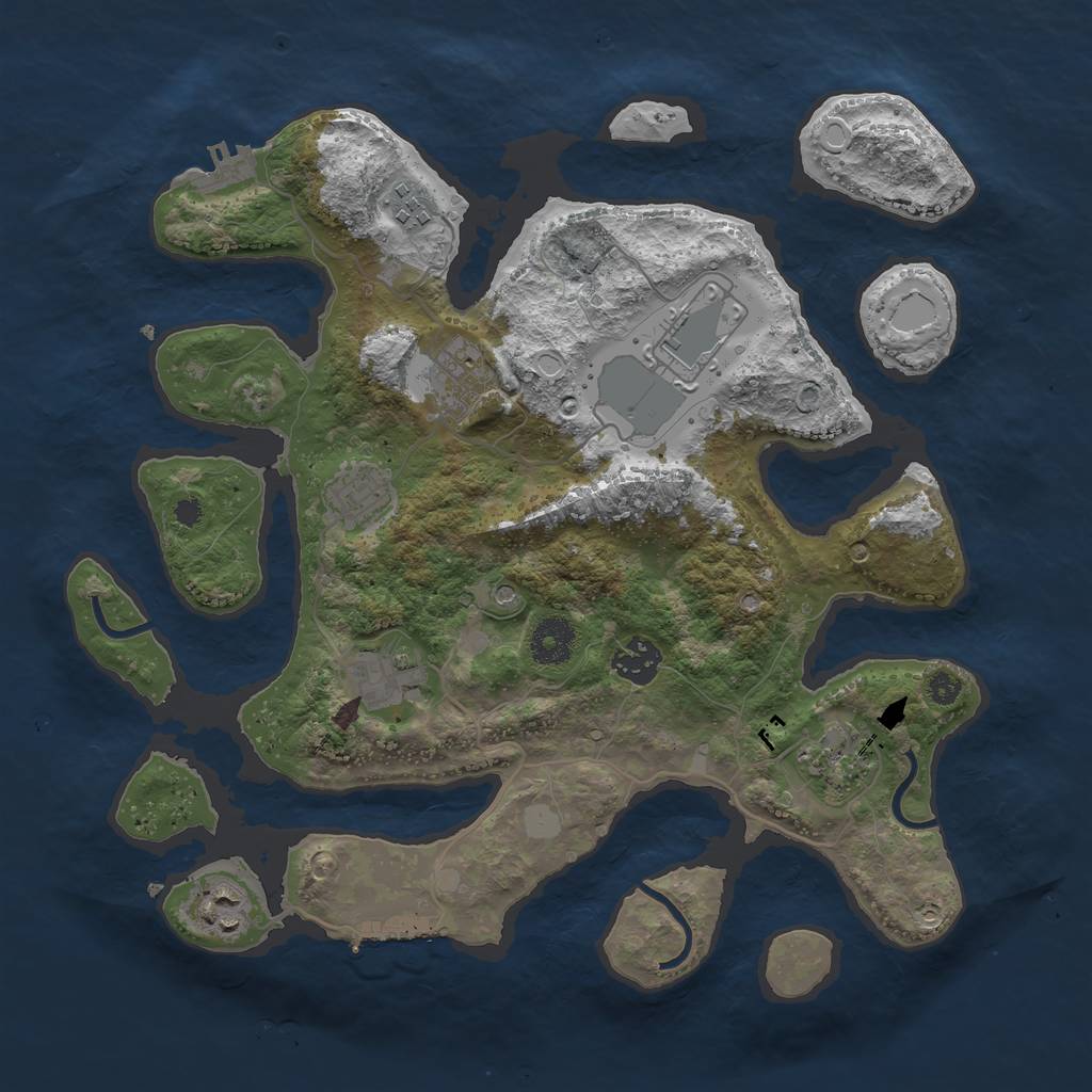 Rust Map: Procedural Map, Size: 3500, Seed: 1599243182, 16 Monuments