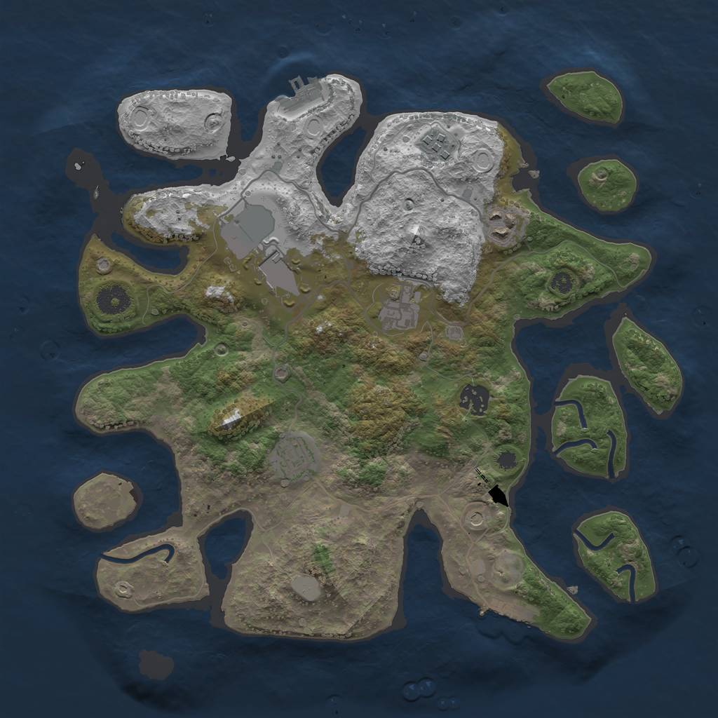 Rust Map: Procedural Map, Size: 3500, Seed: 233085129, 14 Monuments