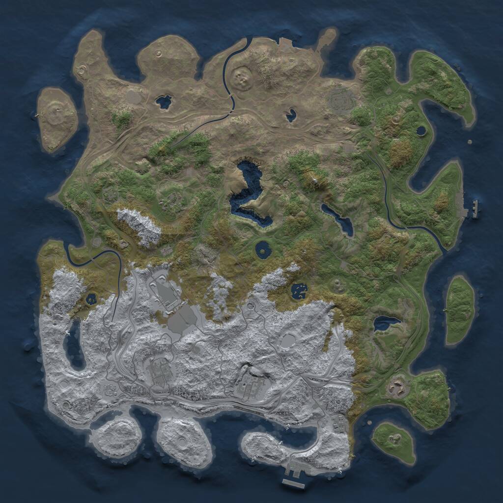 Rust Map: Procedural Map, Size: 4500, Seed: 54245245, 14 Monuments
