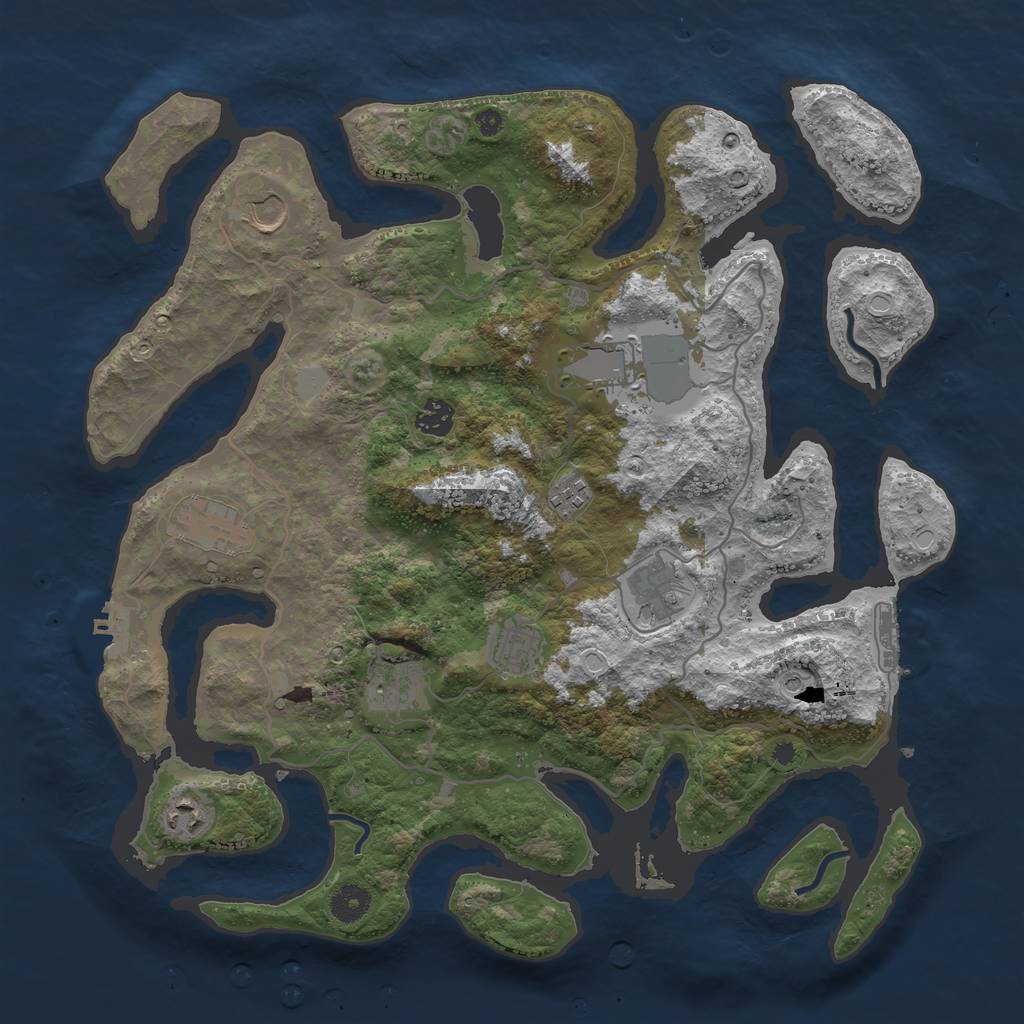 Rust Map: Procedural Map, Size: 4000, Seed: 244391, 17 Monuments
