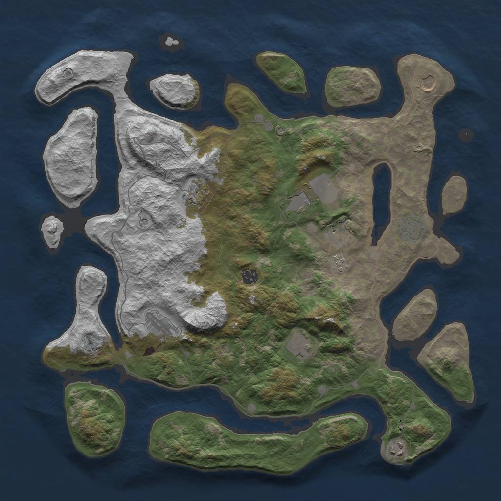 Rust Map: Barren, Size: 4500, Seed: 6908420, 13 Monuments
