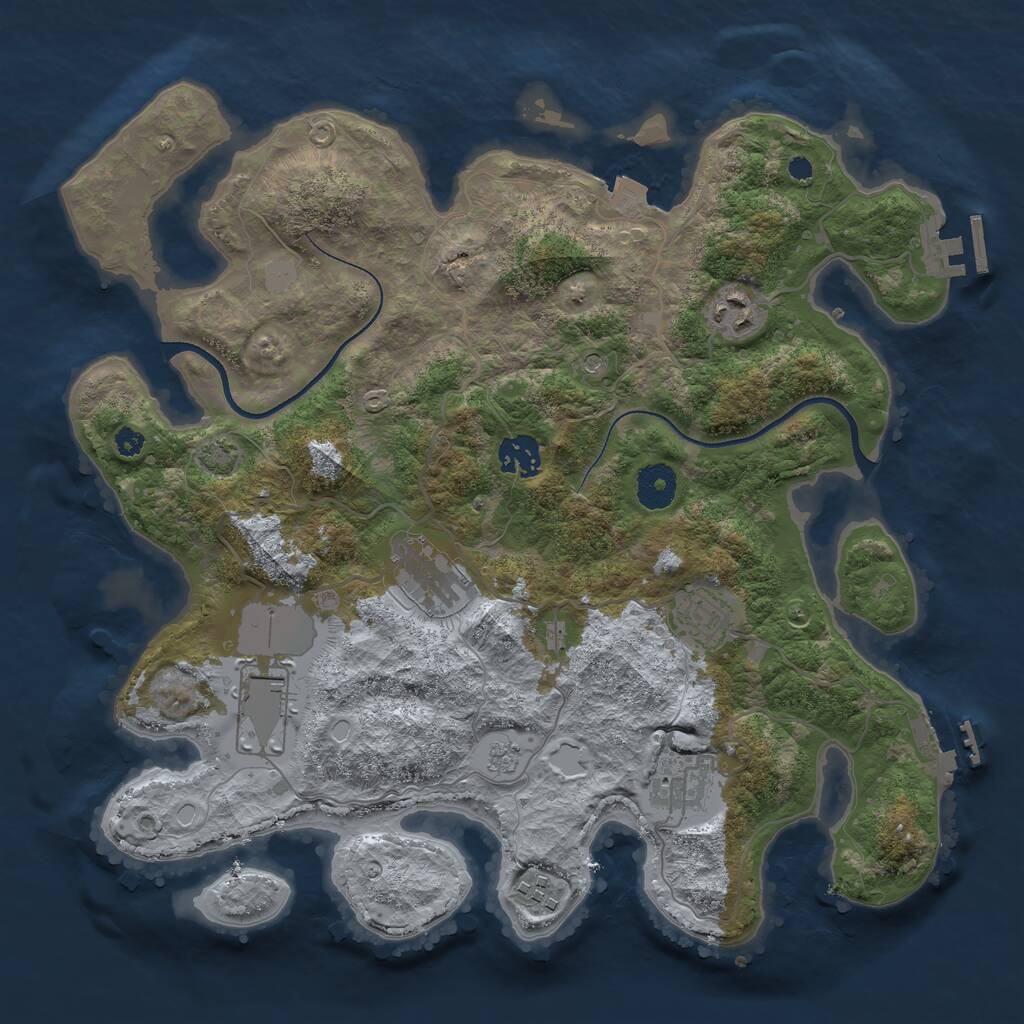 Rust Map: Procedural Map, Size: 3550, Seed: 555094, 13 Monuments