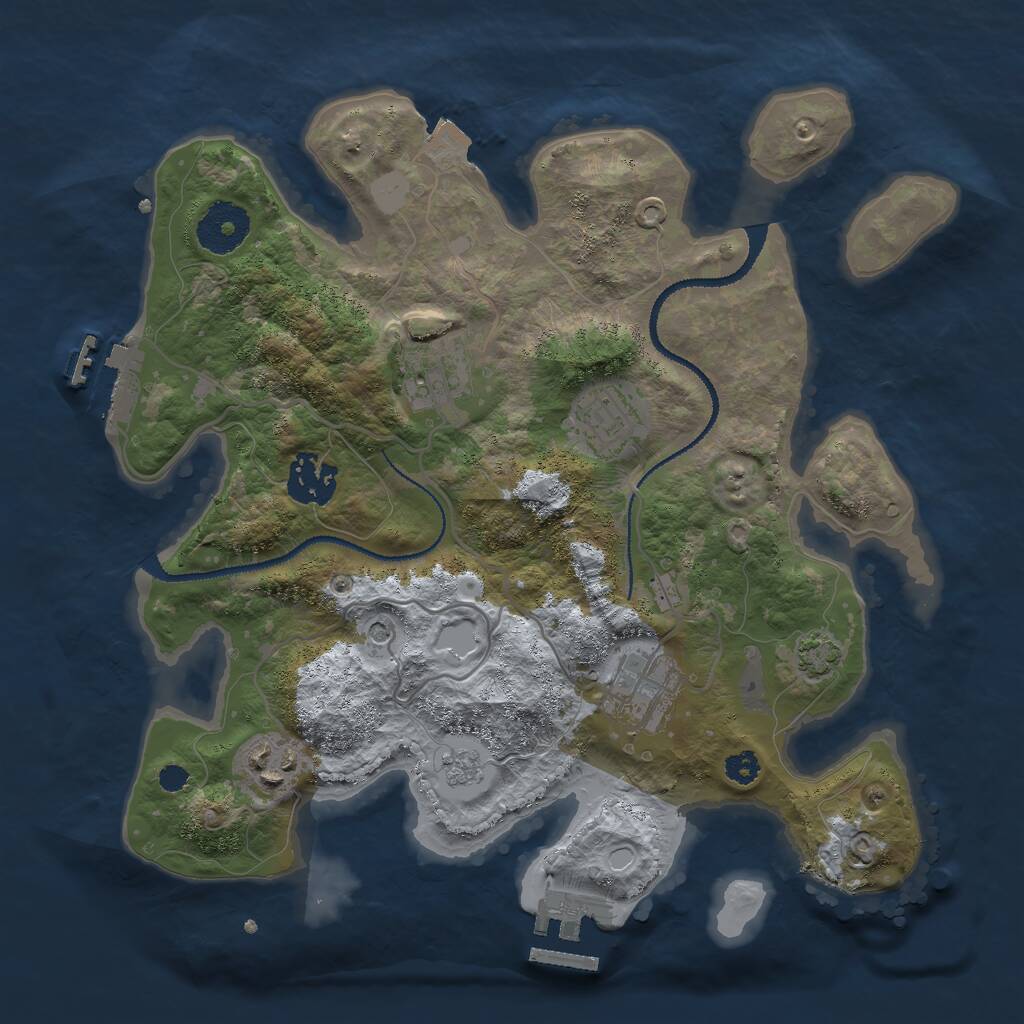 Rust Map: Procedural Map, Size: 3000, Seed: 675424631, 11 Monuments