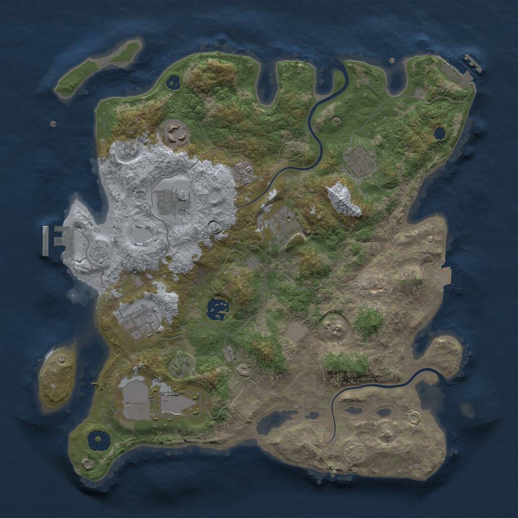 Rust Map: Procedural Map, Size: 3500, Seed: 1350400, 13 Monuments