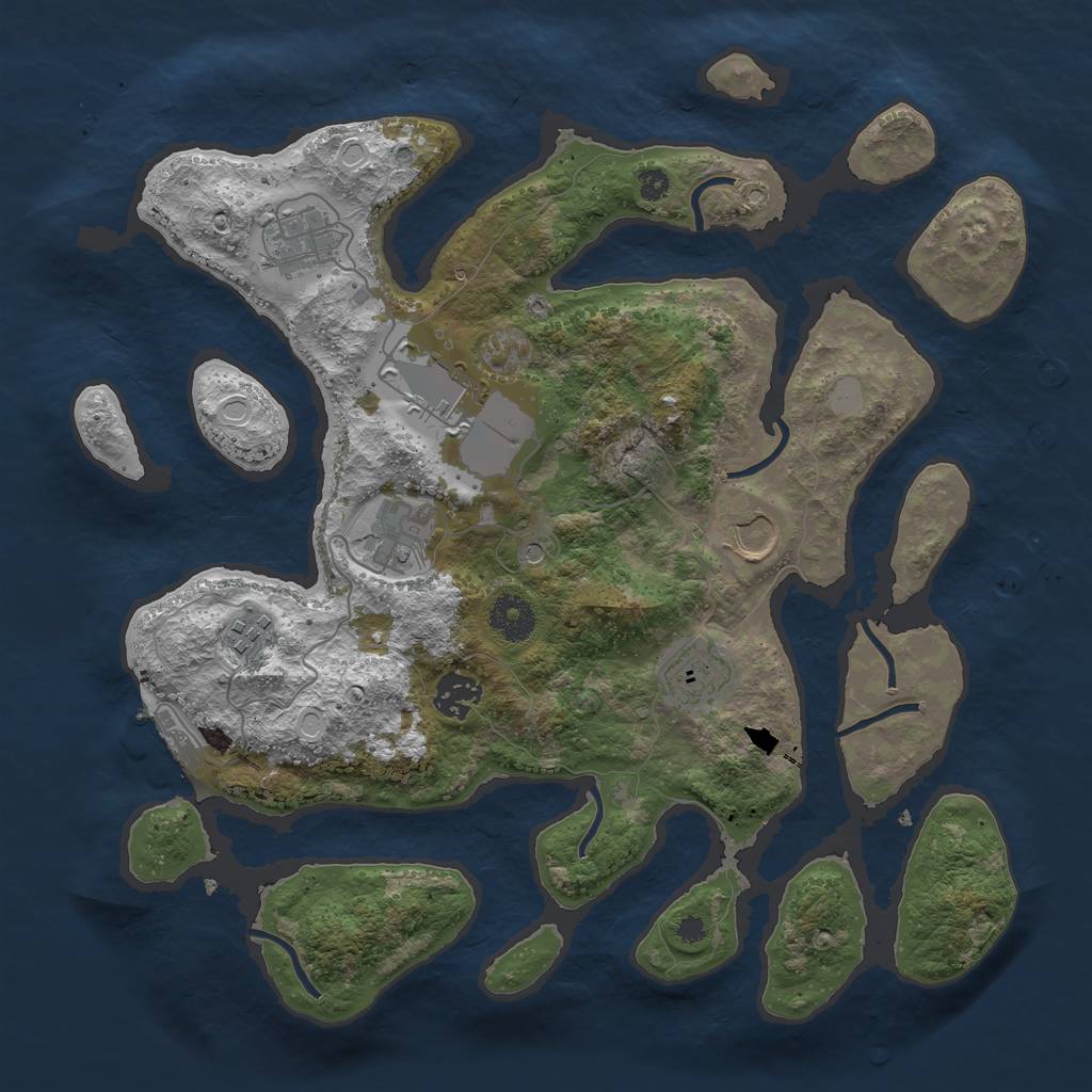 Rust Map: Procedural Map, Size: 3550, Seed: 534067, 14 Monuments