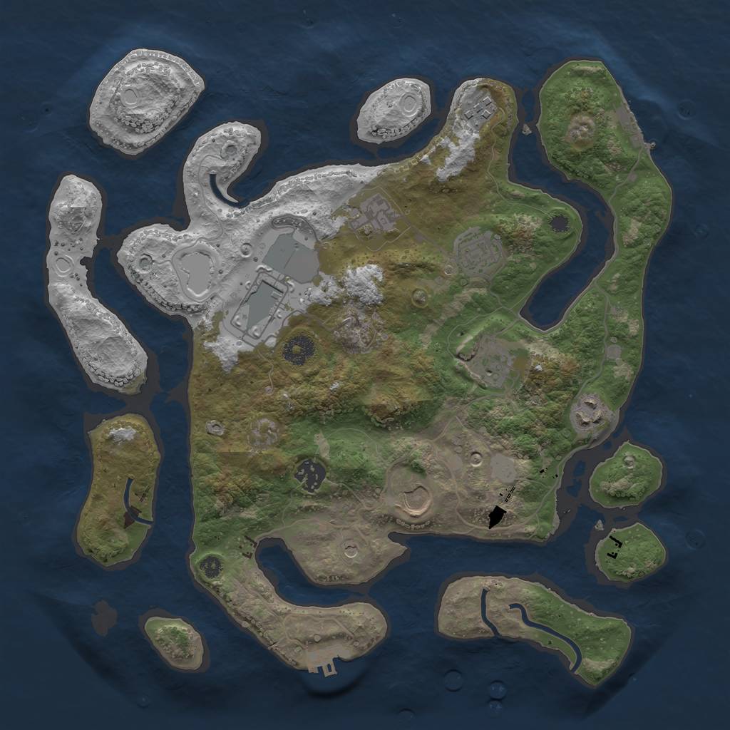 Rust Map: Procedural Map, Size: 3600, Seed: 20299, 16 Monuments