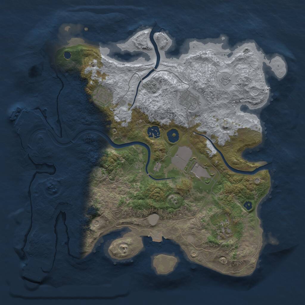 Rust Map: Procedural Map, Size: 3550, Seed: 748266, 12 Monuments