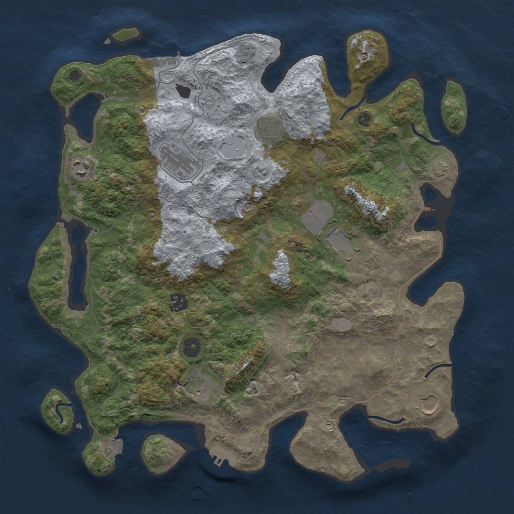 Rust Map: Procedural Map, Size: 4000, Seed: 123456789, 16 Monuments