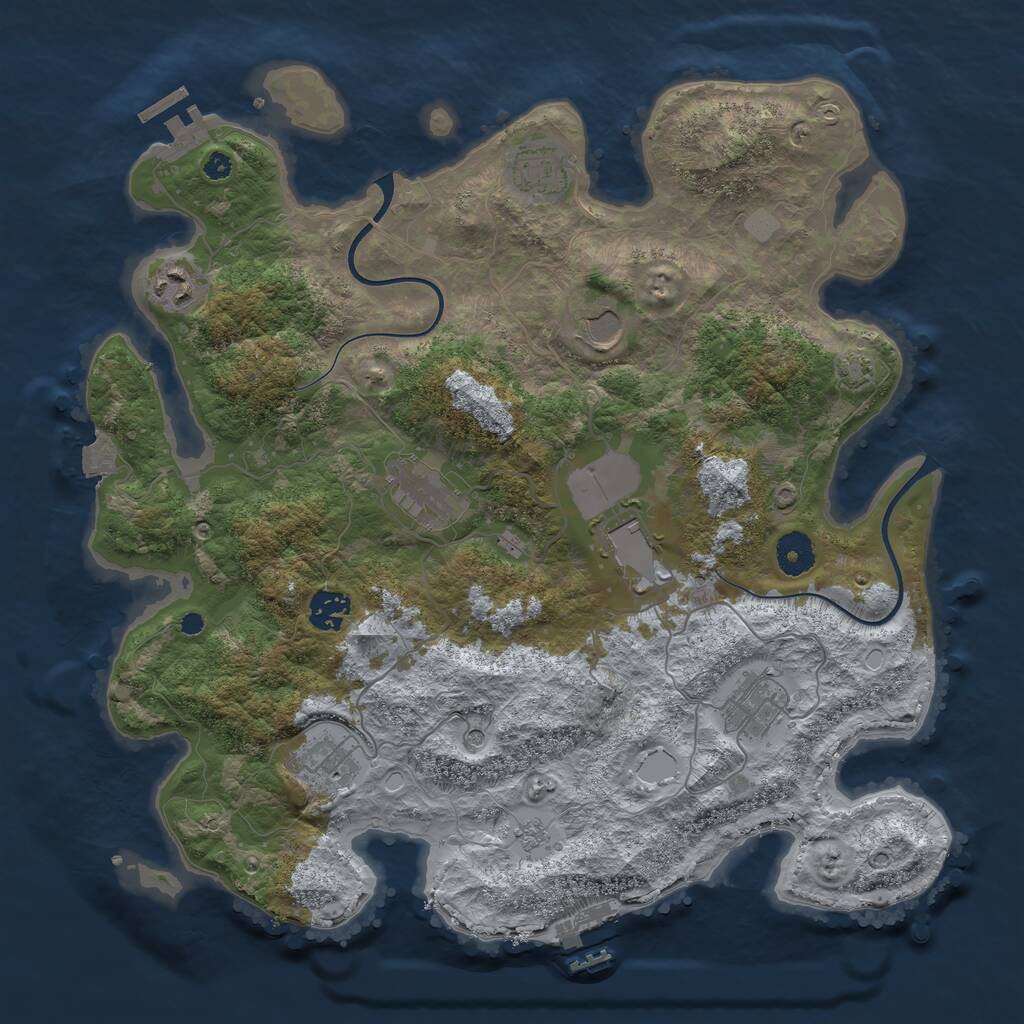 Rust Map: Procedural Map, Size: 3750, Seed: 54, 14 Monuments