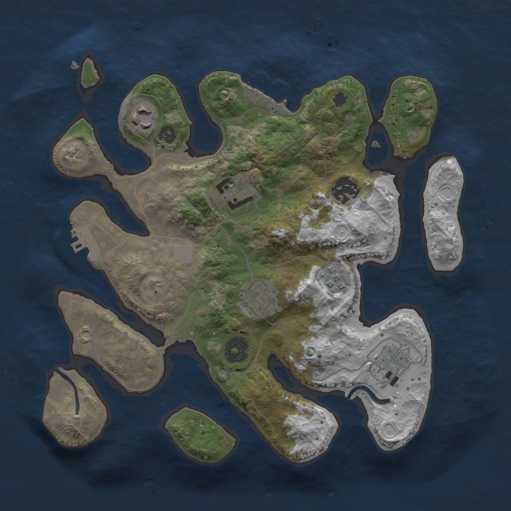 Rust Map: Procedural Map, Size: 3000, Seed: 76233005, 13 Monuments