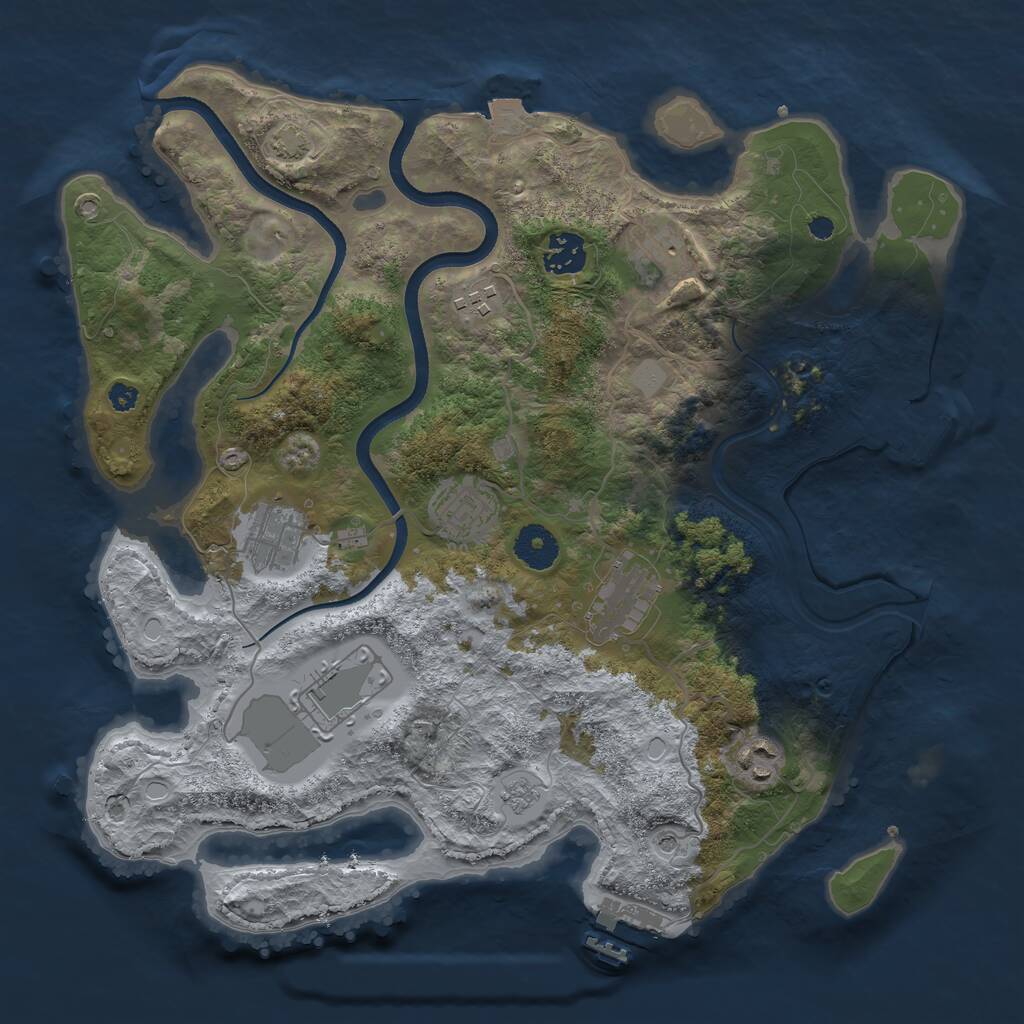 Rust Map: Procedural Map, Size: 3550, Seed: 282373, 14 Monuments