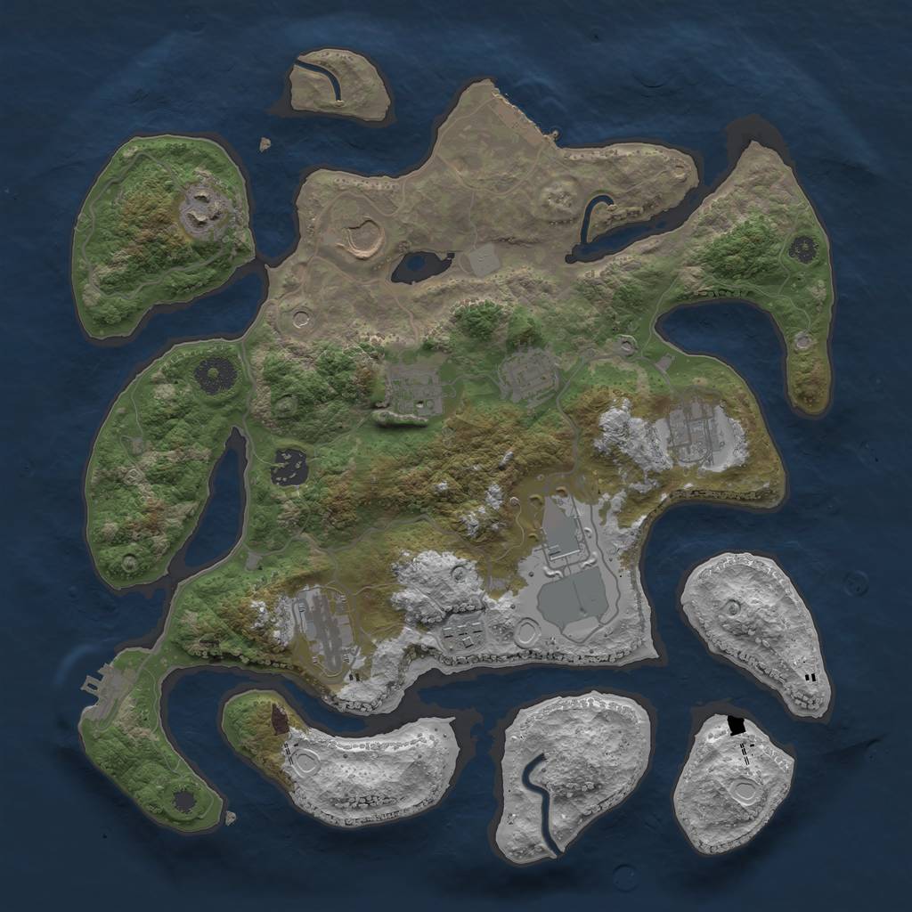 Rust Map: Procedural Map, Size: 3500, Seed: 758, 17 Monuments