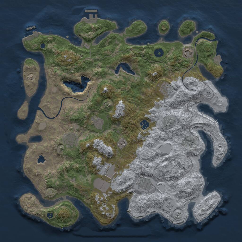 Rust Map: Procedural Map, Size: 4000, Seed: 549279, 14 Monuments