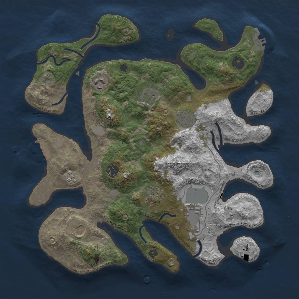 Rust Map: Procedural Map, Size: 3550, Seed: 872068, 16 Monuments
