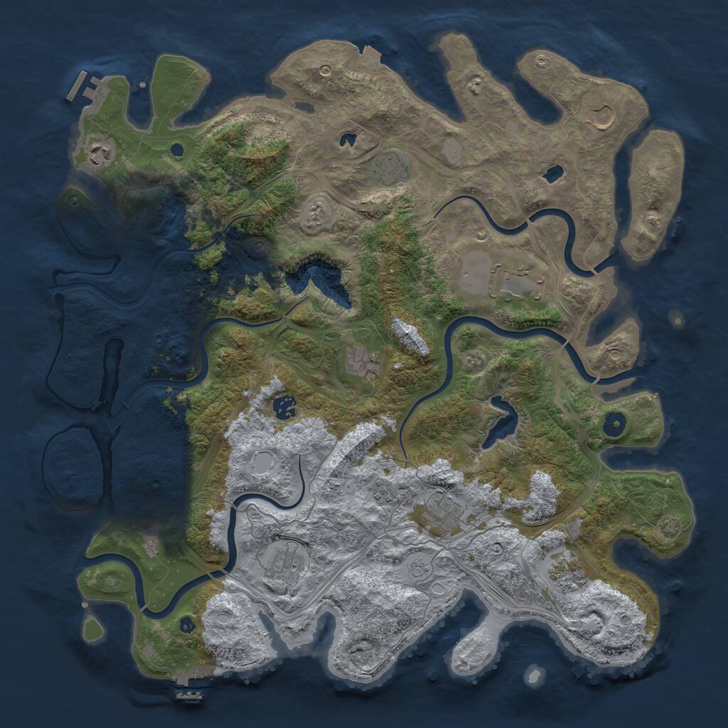 Rust Map: Procedural Map, Size: 4500, Seed: 65454120, 16 Monuments