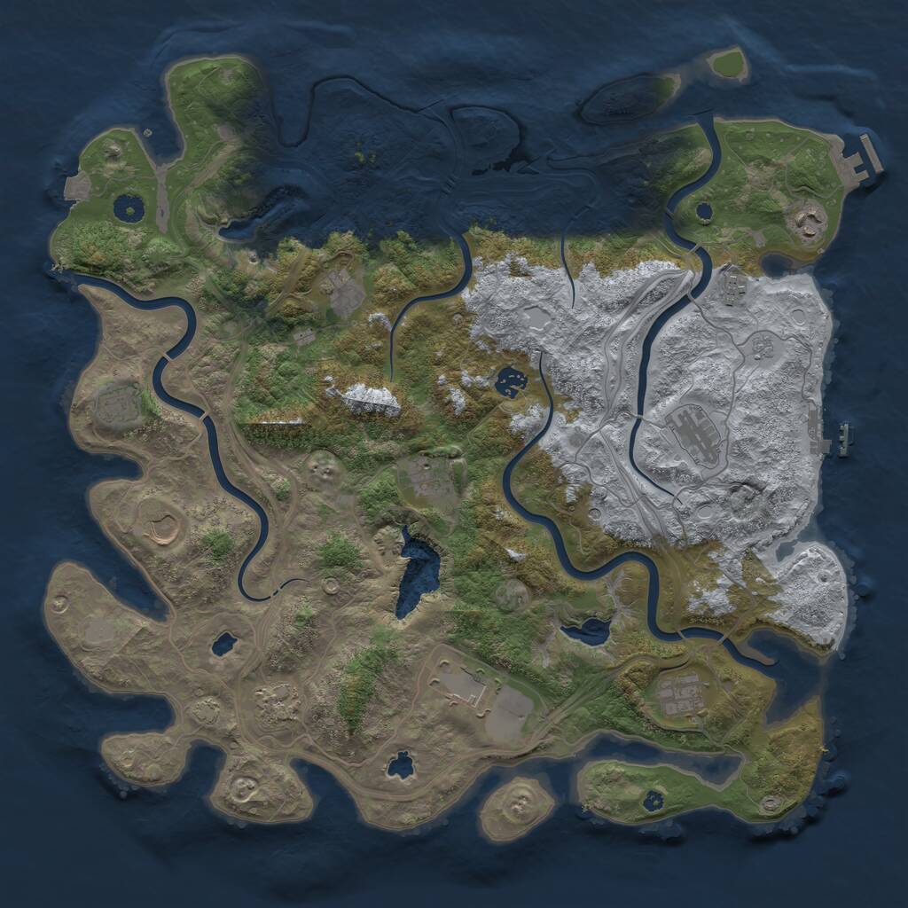 Rust Map: Procedural Map, Size: 4500, Seed: 38507090, 17 Monuments