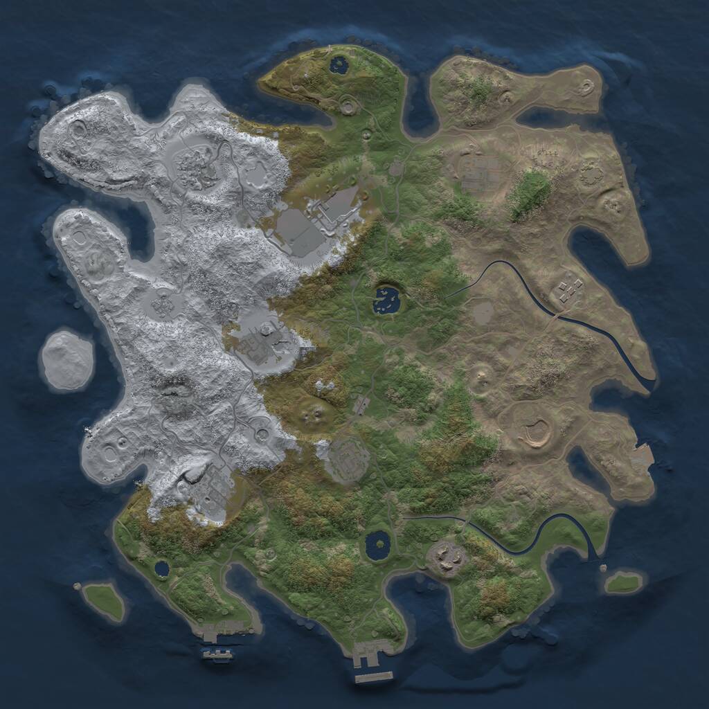 Rust Map: Procedural Map, Size: 3800, Seed: 11528, 16 Monuments