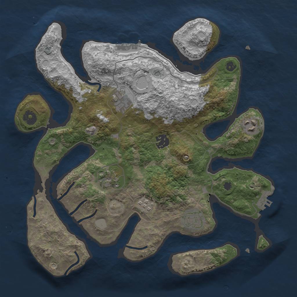 Rust Map: Procedural Map, Size: 3200, Seed: 64158261, 14 Monuments