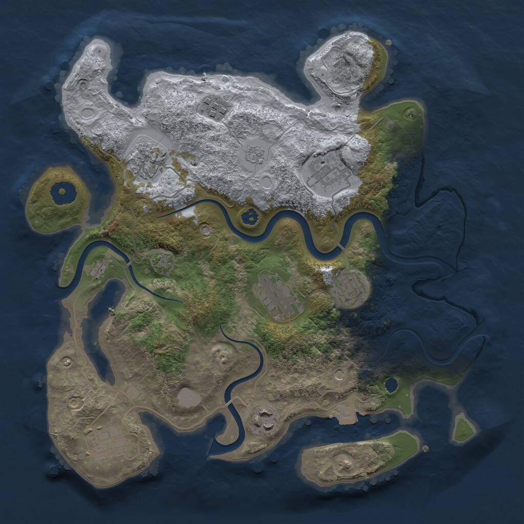 Rust Map: Procedural Map, Size: 3200, Seed: 64158261, 11 Monuments