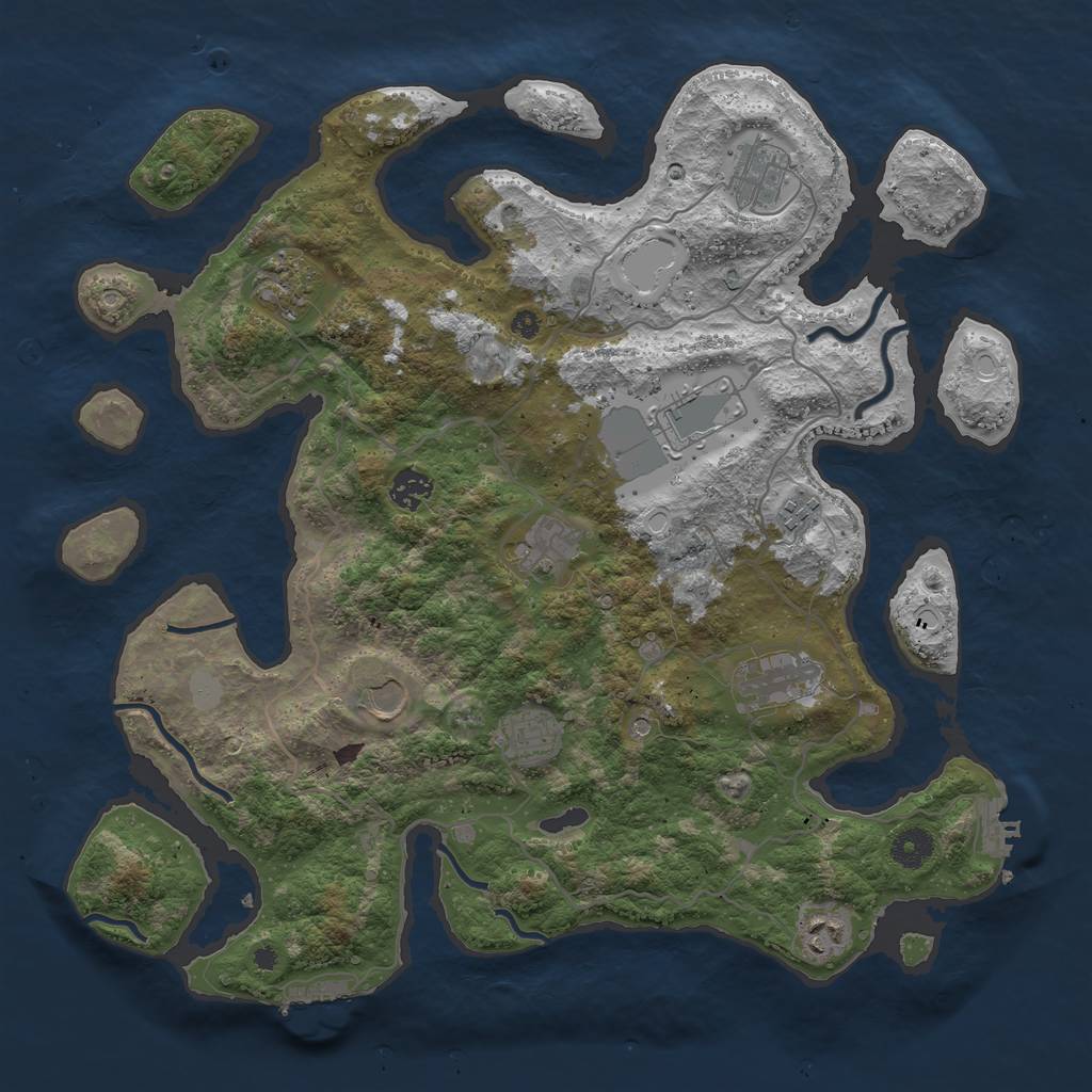 Rust Map: Procedural Map, Size: 4000, Seed: 836149, 18 Monuments