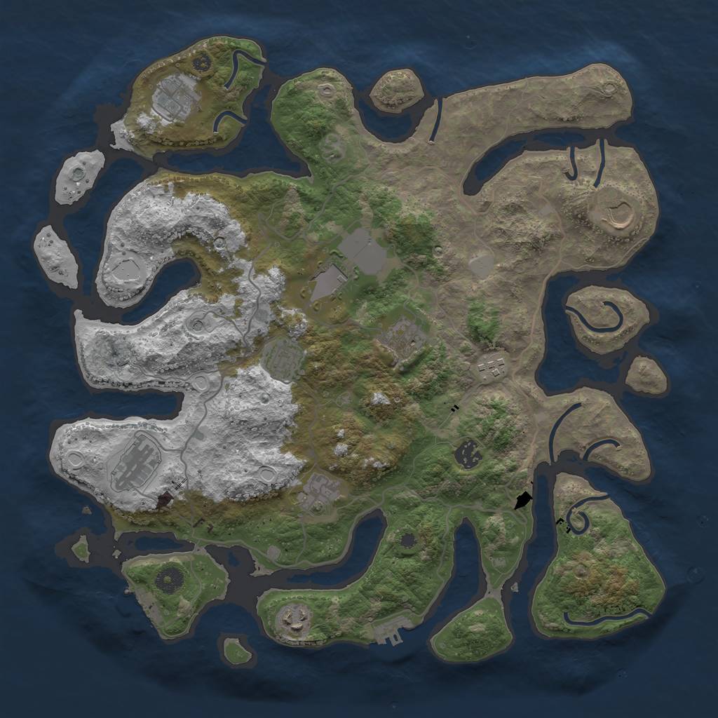 Rust Map: Procedural Map, Size: 4000, Seed: 692933, 18 Monuments