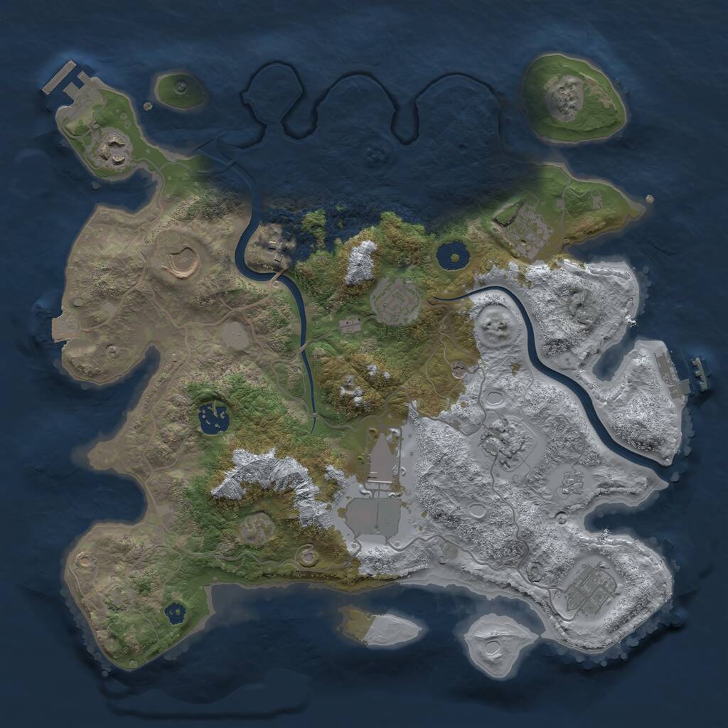 Rust Map: Procedural Map, Size: 3500, Seed: 1047887206, 15 Monuments