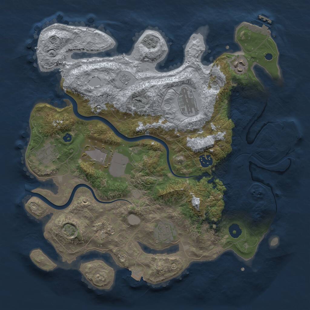 Rust Map: Procedural Map, Size: 3500, Seed: 294279242, 14 Monuments