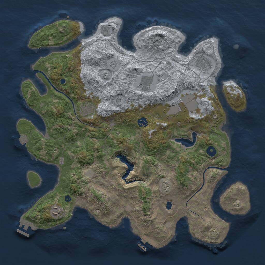 Rust Map: Procedural Map, Size: 4000, Seed: 1007, 13 Monuments