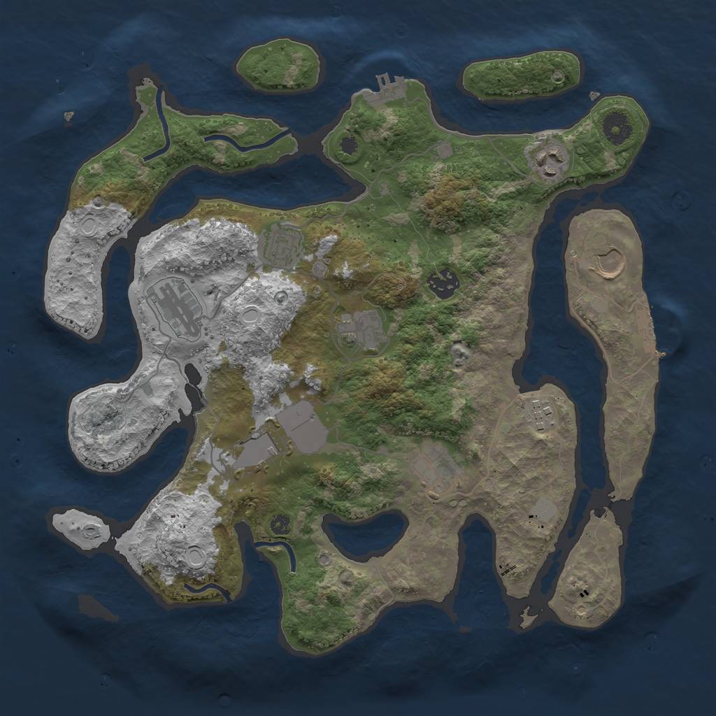 Rust Map: Procedural Map, Size: 3550, Seed: 37757, 16 Monuments