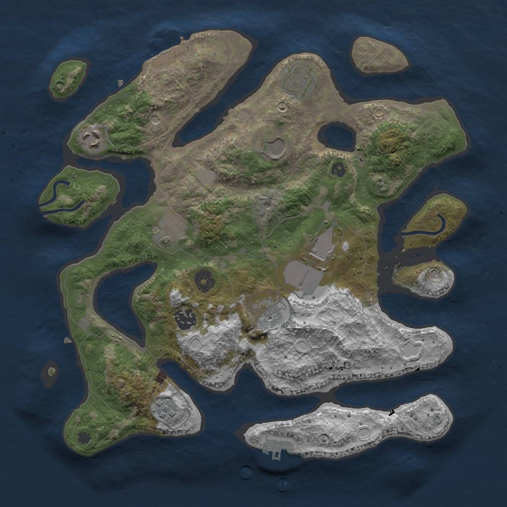 Rust Map: Procedural Map, Size: 3550, Seed: 143432, 16 Monuments