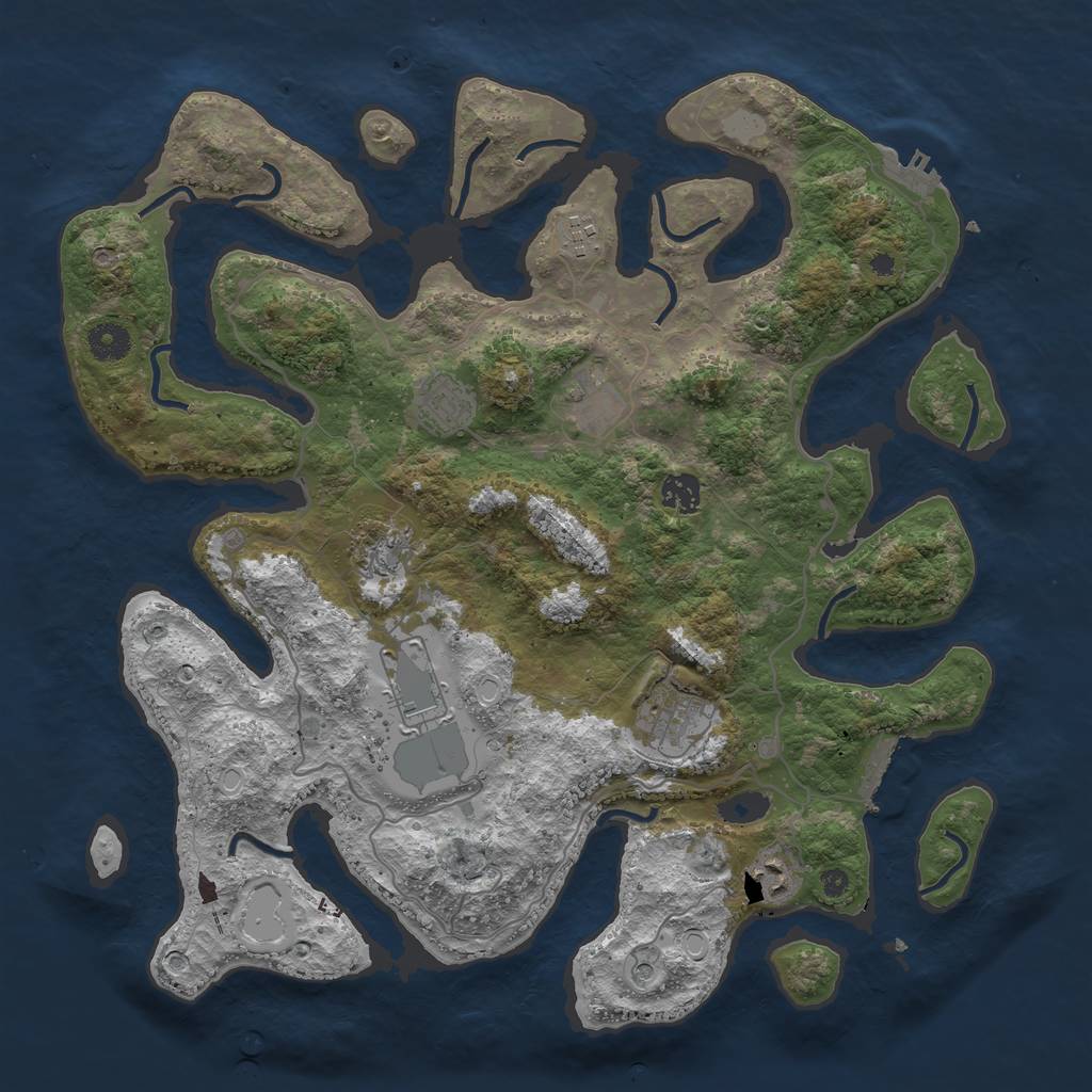 Rust Map: Procedural Map, Size: 4000, Seed: 394985030, 16 Monuments