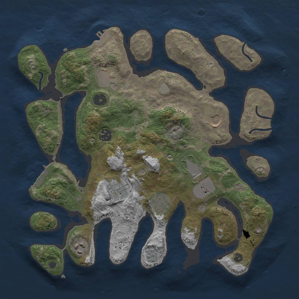 Rust Map: Procedural Map, Size: 3550, Seed: 734630, 16 Monuments