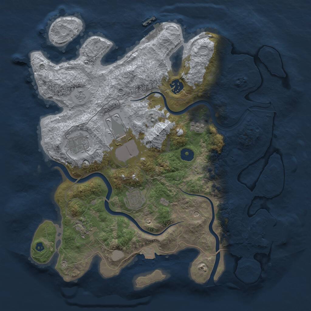 Rust Map: Procedural Map, Size: 3500, Seed: 1244593, 12 Monuments