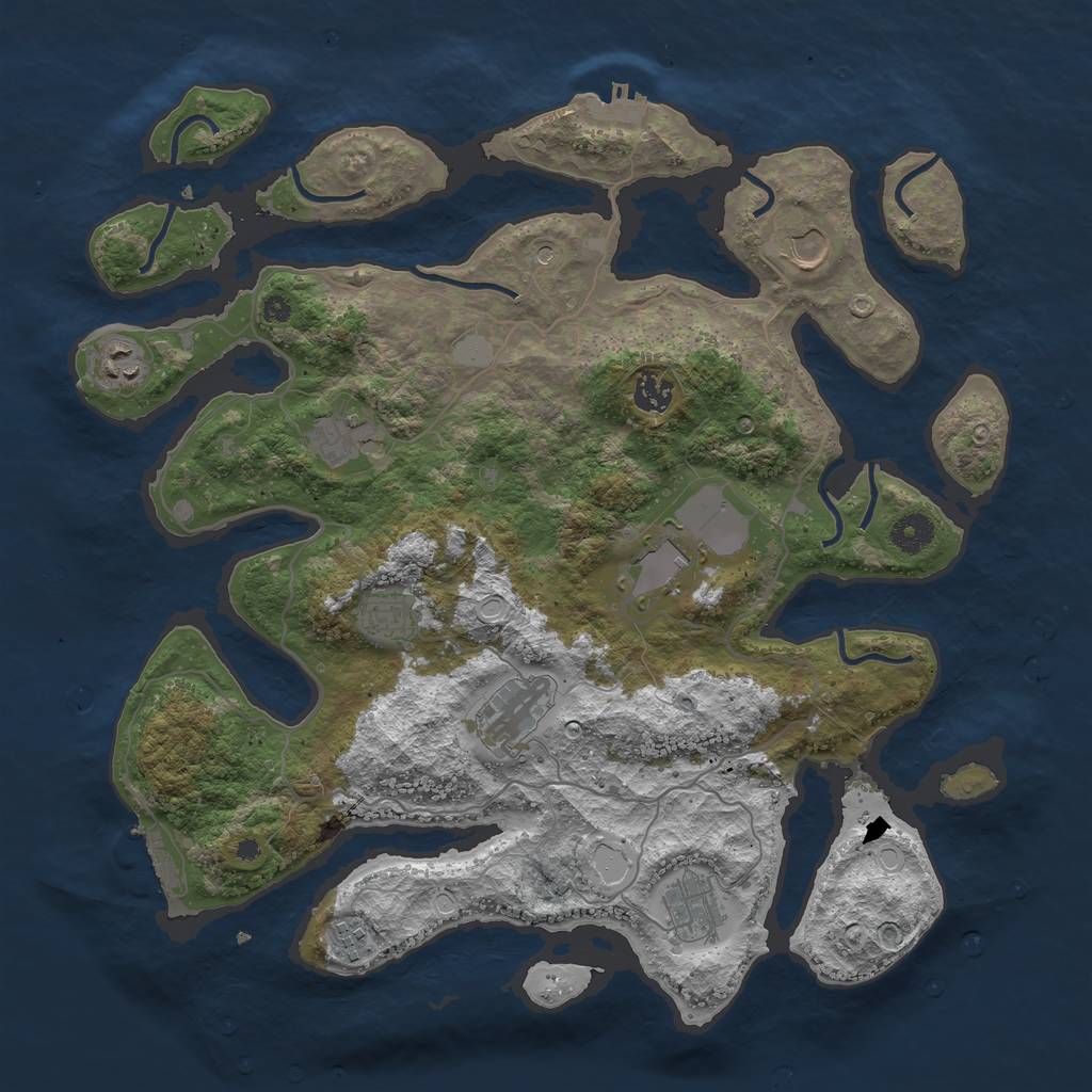 Rust Map: Procedural Map, Size: 4000, Seed: 859919, 17 Monuments