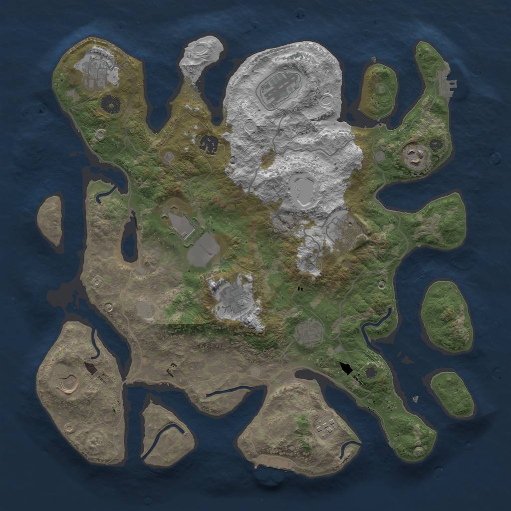 Rust Map: Procedural Map, Size: 4000, Seed: 4677393, 18 Monuments