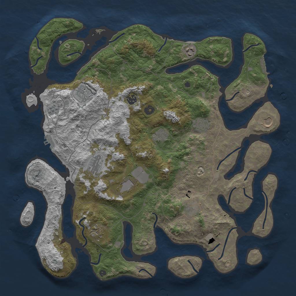 Rust Map: Procedural Map, Size: 4500, Seed: 646747, 19 Monuments