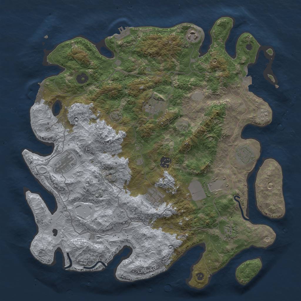 Rust Map: Procedural Map, Size: 4000, Seed: 38542, 17 Monuments