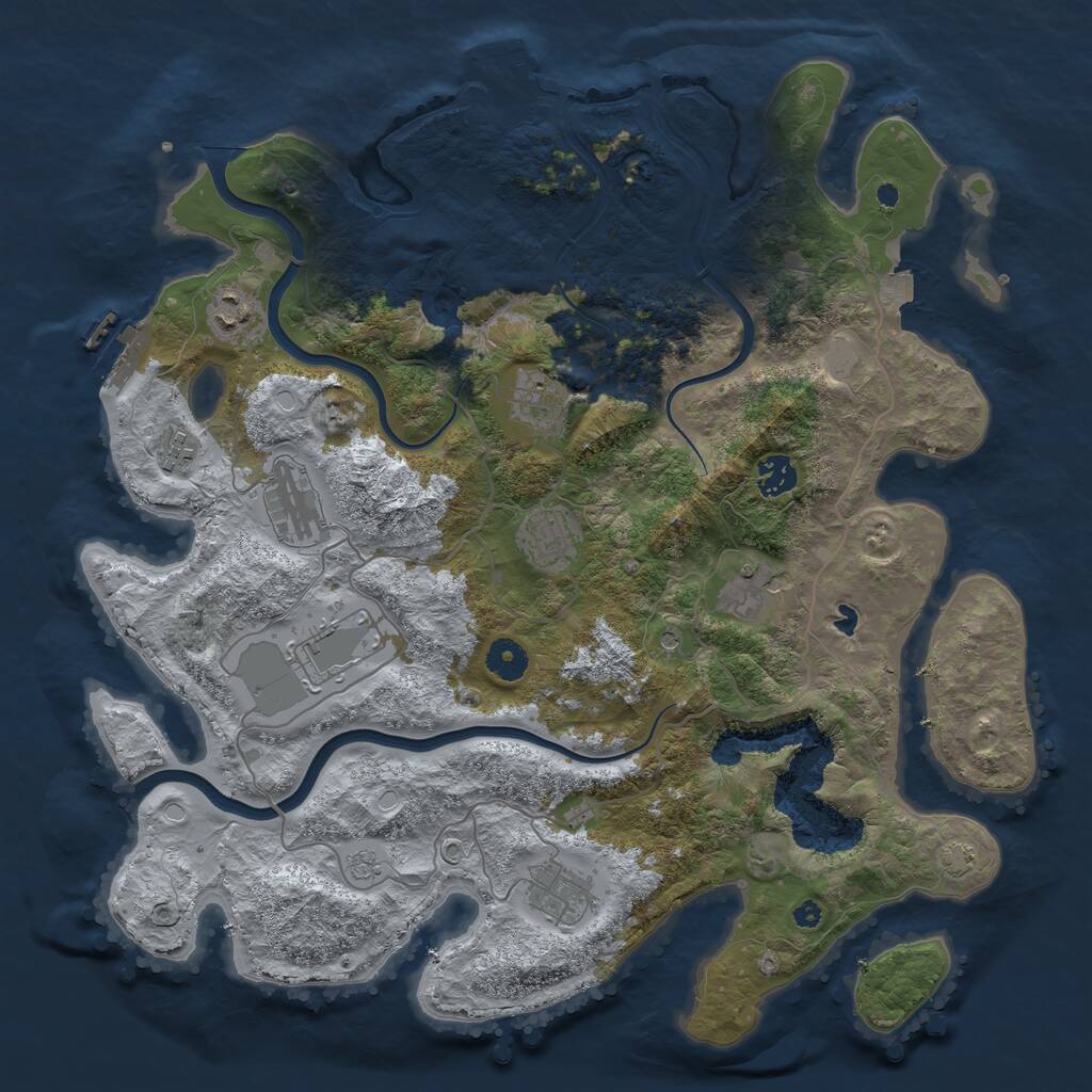 Rust Map: Procedural Map, Size: 4000, Seed: 38542, 15 Monuments