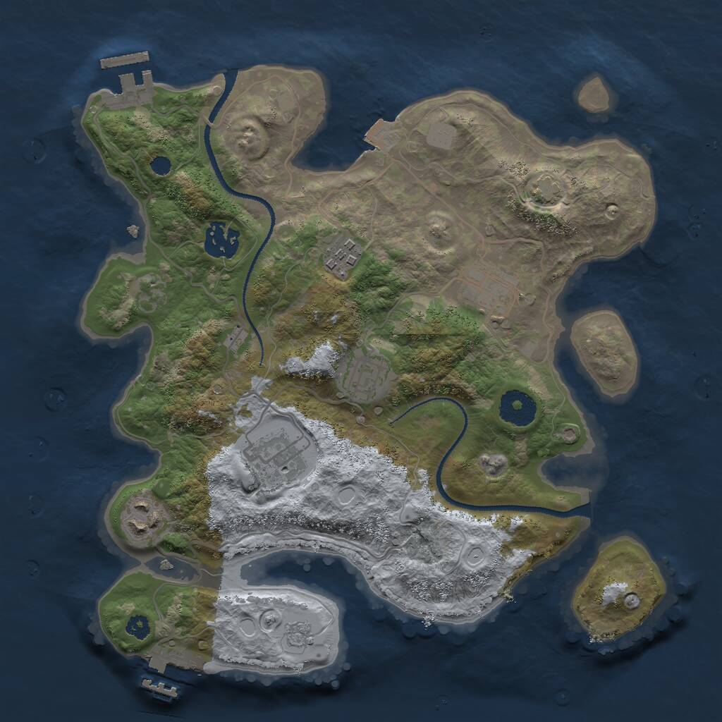 Rust Map: Procedural Map, Size: 3000, Seed: 2434066, 11 Monuments