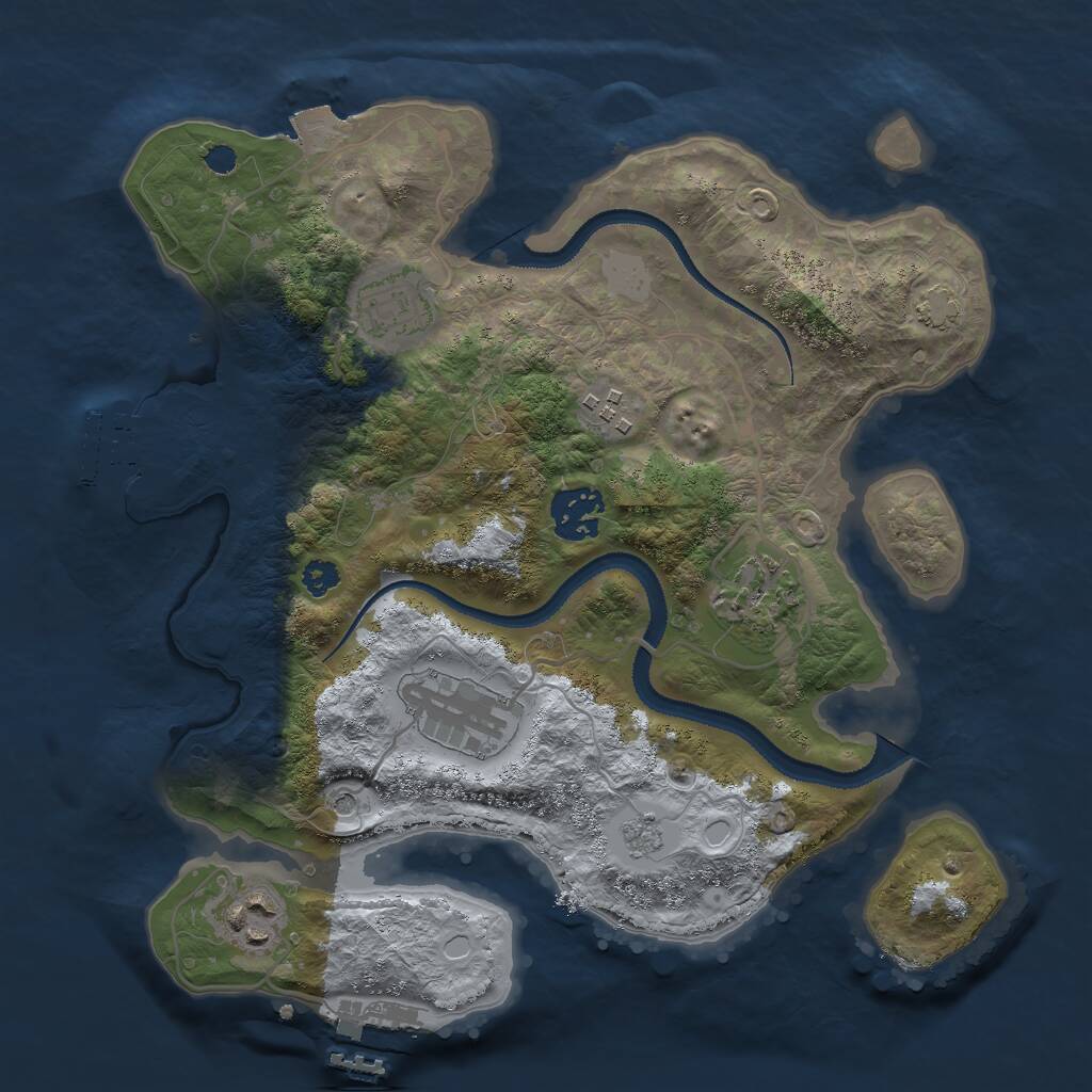 Rust Map: Procedural Map, Size: 3000, Seed: 2434066, 12 Monuments