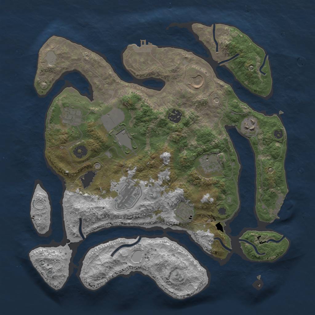 Rust Map: Procedural Map, Size: 3550, Seed: 617110, 16 Monuments