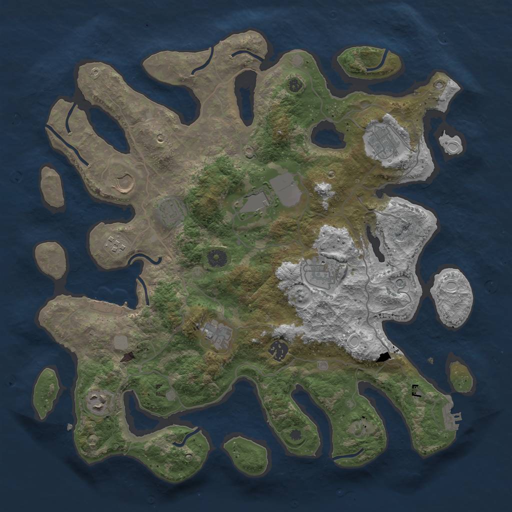 Rust Map: Procedural Map, Size: 4000, Seed: 349653714, 17 Monuments