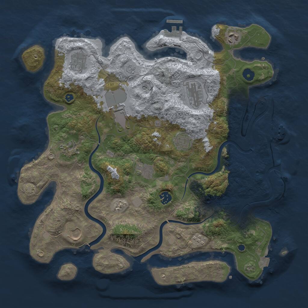 Rust Map: Procedural Map, Size: 3850, Seed: 1491115738, 16 Monuments