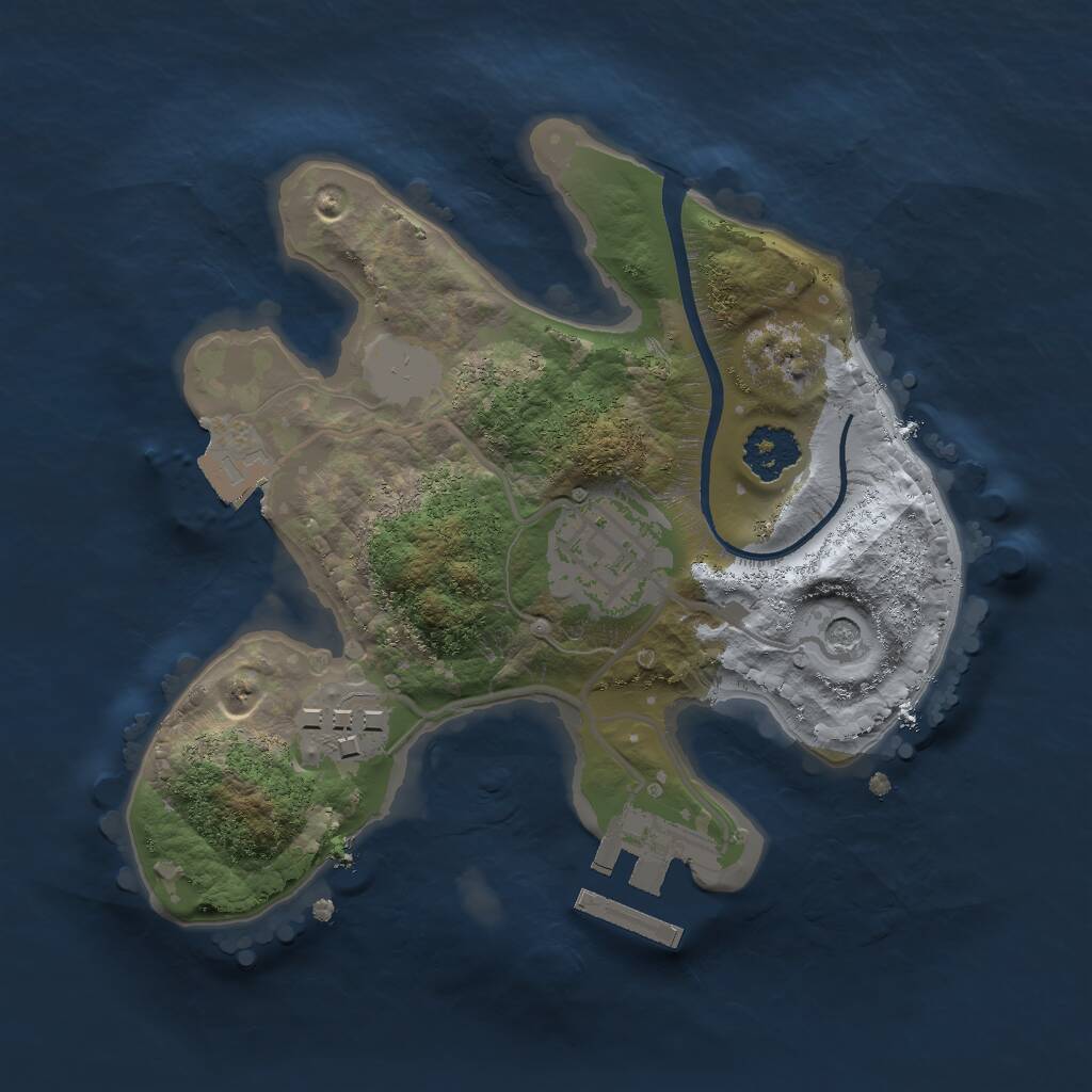 Rust Map: Procedural Map, Size: 2000, Seed: 128832, 5 Monuments